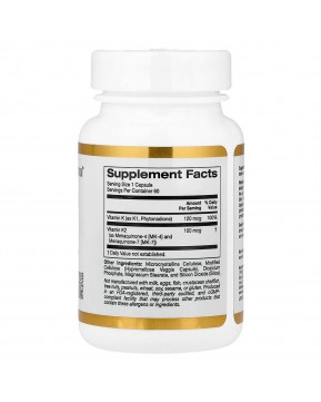 California Gold Nutrition, комплекс витаминов группы K, 60 растительных капсул California Gold Nutrition, комплекс витаминов группы K, 60 растительных капсул